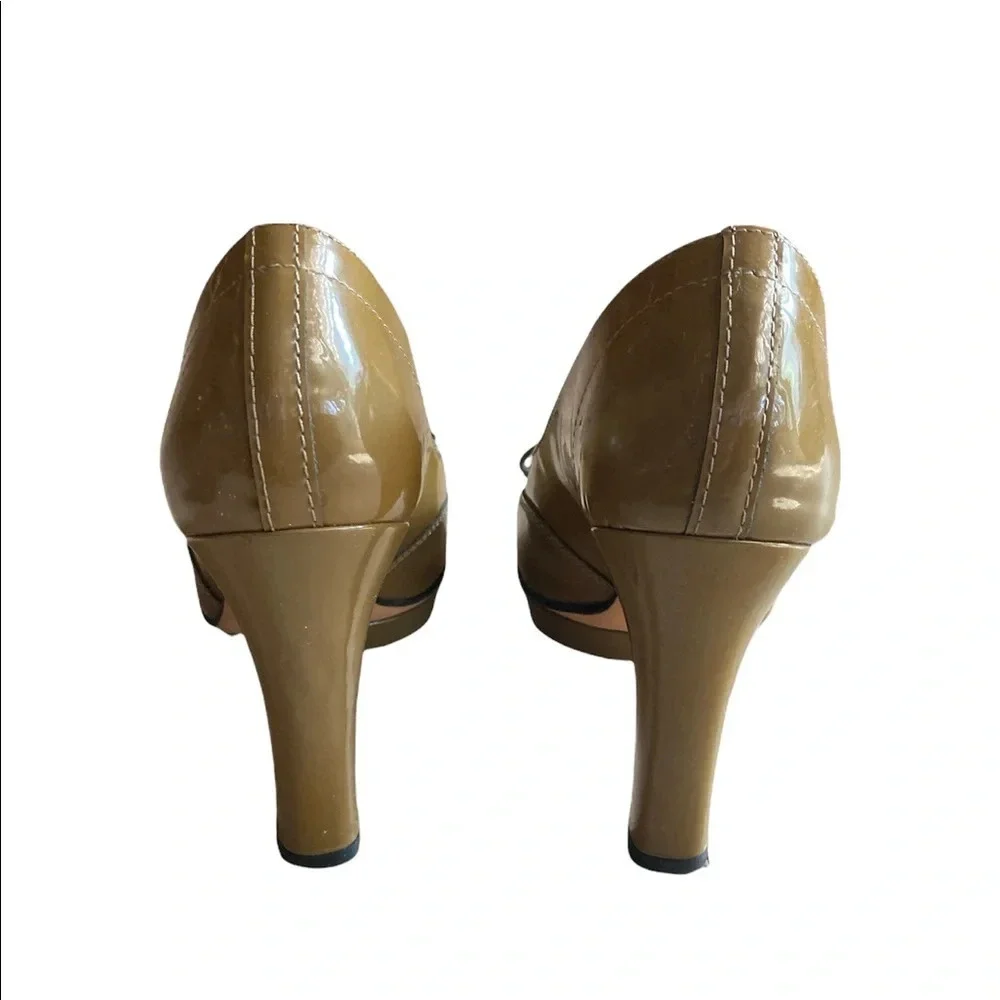 REPETTO Taupe Patent Leather Classic Platform Shoes Size 35/5